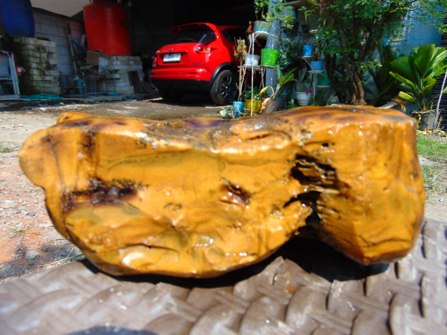 471 gram Polished Indonesia Yellow Aromatic Amber for Healing AY26M124