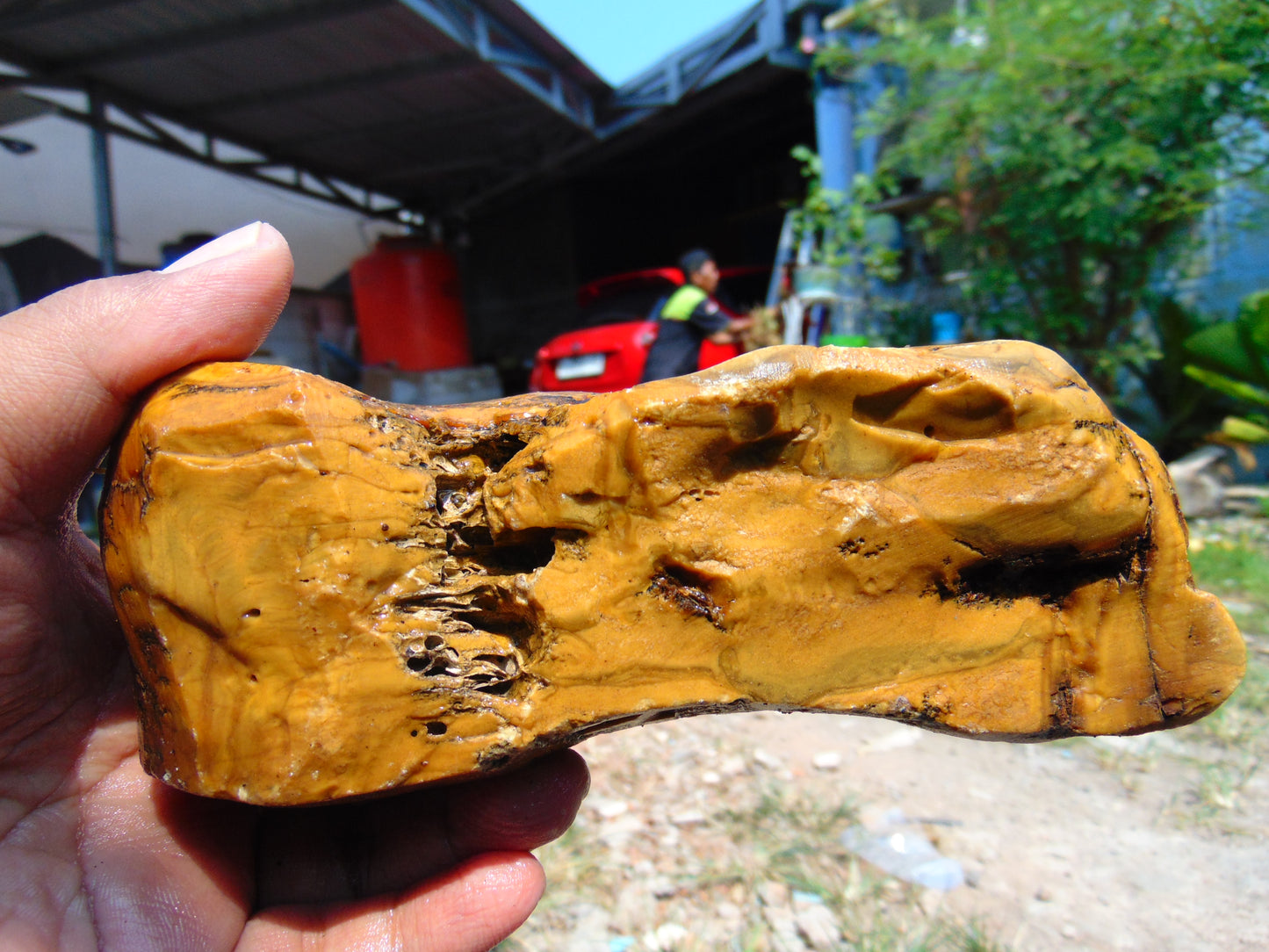 471 gram Polished Indonesia Yellow Aromatic Amber for Healing AY26M124