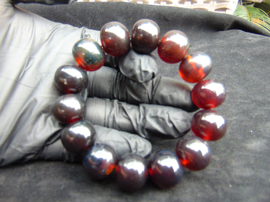 34 gram 14 Beads Mala Bracelet Indonesian Cherry Red Amber 16 mm for Healing A14G267