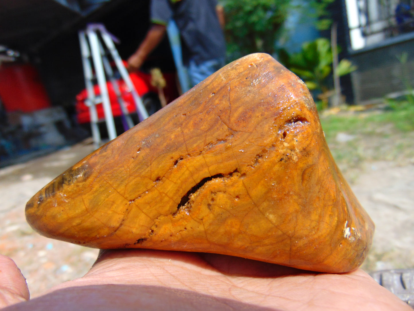 120 gram Polished Indonesia Yellow Aromatic Amber for Healing AY26M136