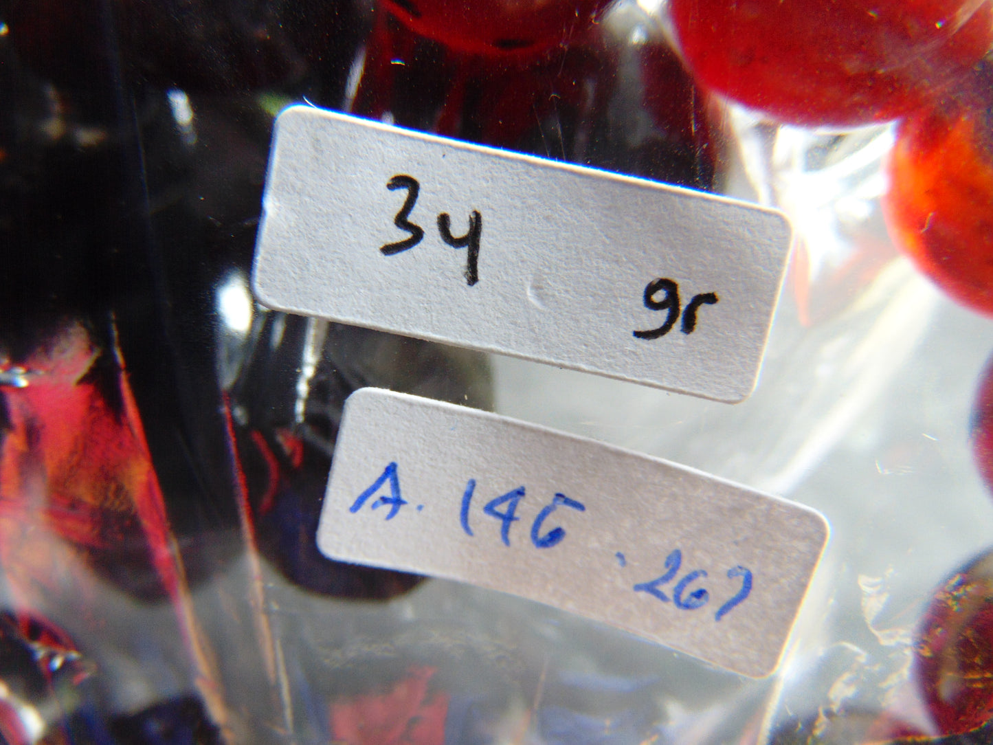 34 gram 14 Beads Mala Bracelet Indonesian Cherry Red Amber 16 mm for Healing A14G267