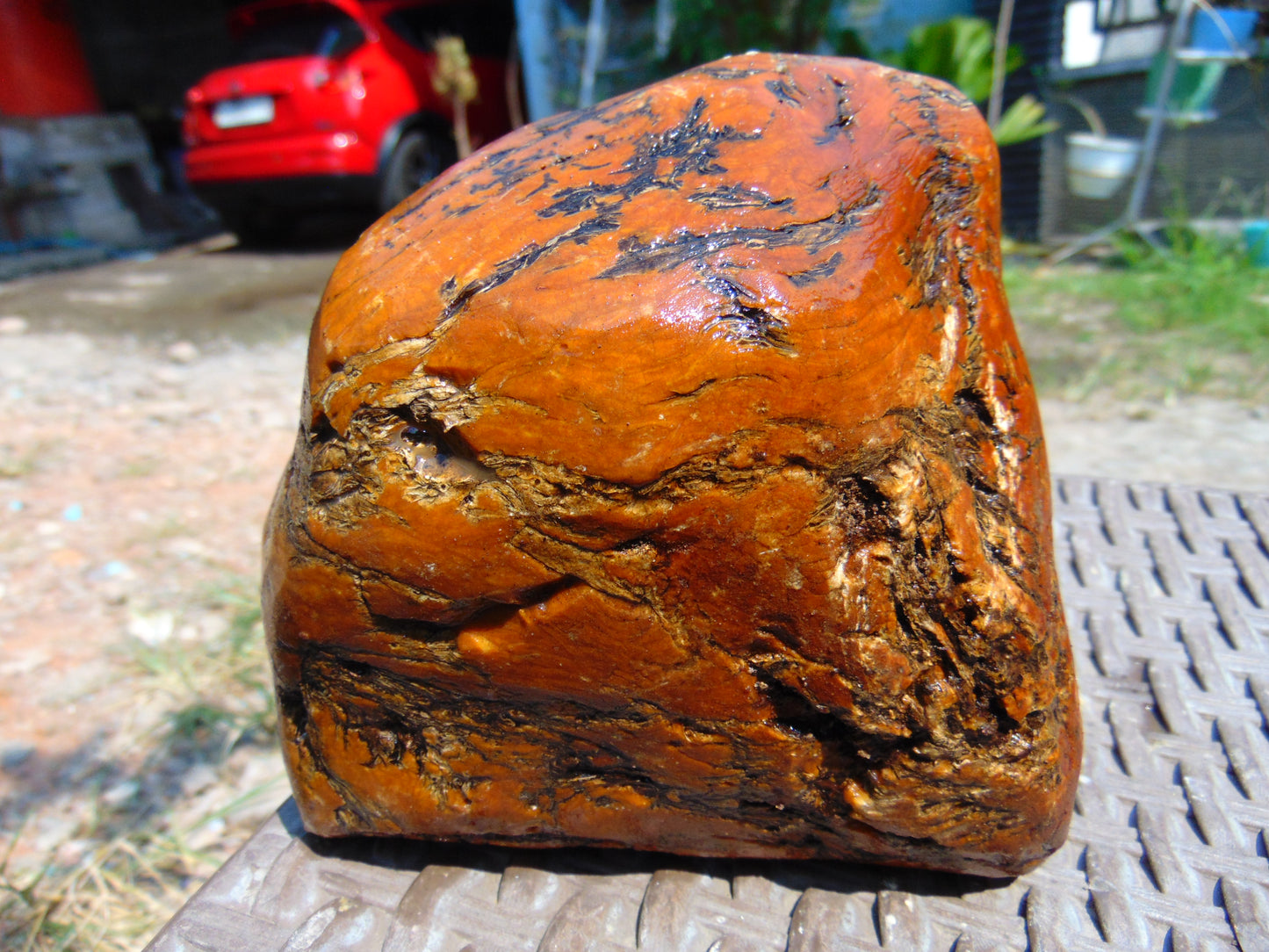 873 gram Polished Indonesia Yellow Aromatic Amber for Healing AYM118