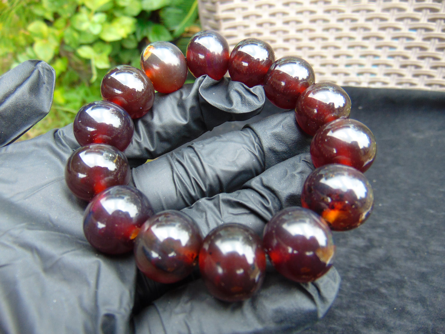 35 gram 14 Beads Mala Bracelet Indonesian Red Amber 16 mm for Healing A14G262