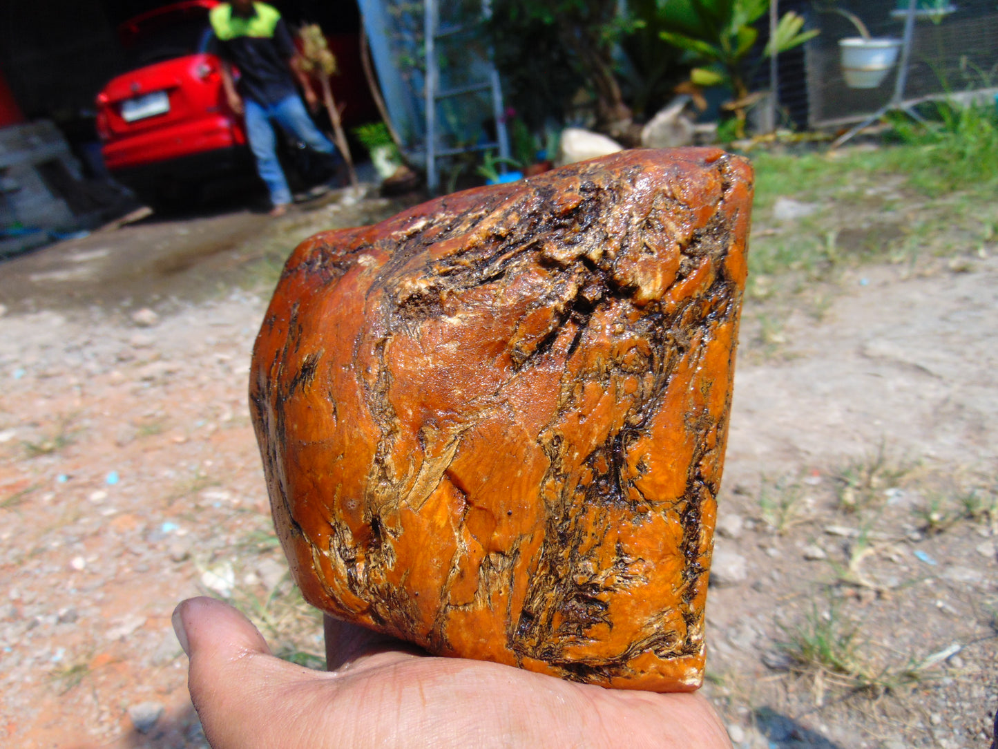 873 gram Polished Indonesia Yellow Aromatic Amber for Healing AYM118