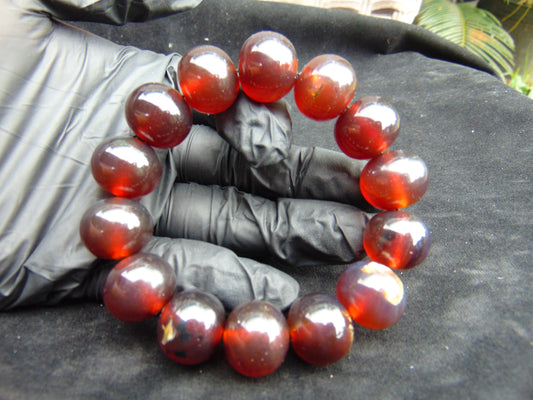 35 gram 14 Beads Mala Bracelet Indonesian Red Amber 16 mm for Healing A14G261
