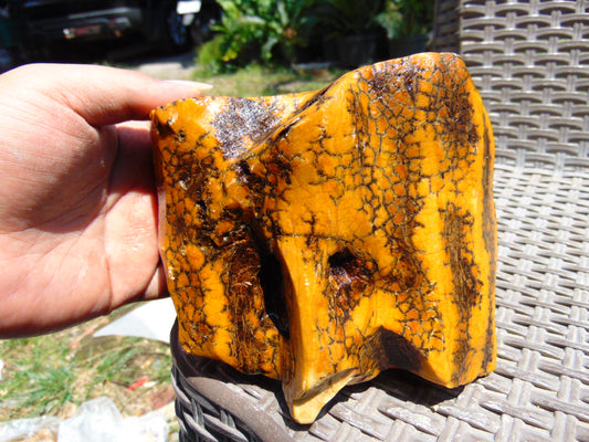 534 gram Polished Indonesia Yellow Fragrance Amber for Healing K821