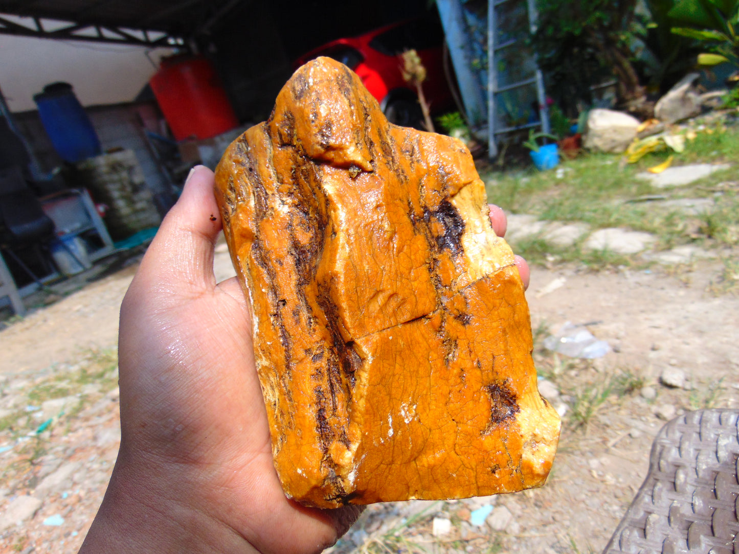 353 gram Polished Indonesia Yellow Aromatic Amber for Healing AY26M151