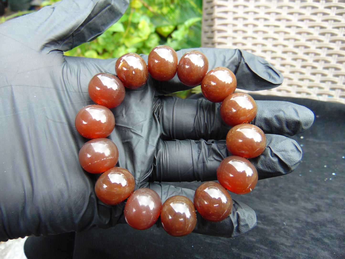 34 gram 14 Beads Mala Bracelet Indonesian Red Amber 16 mm for Healing A14G255