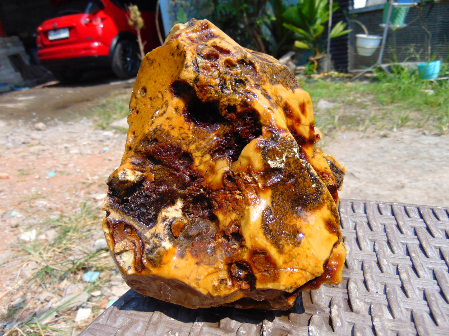 816 gram Polished Indonesia Yellow Aromatic Amber for Healing AY26M145