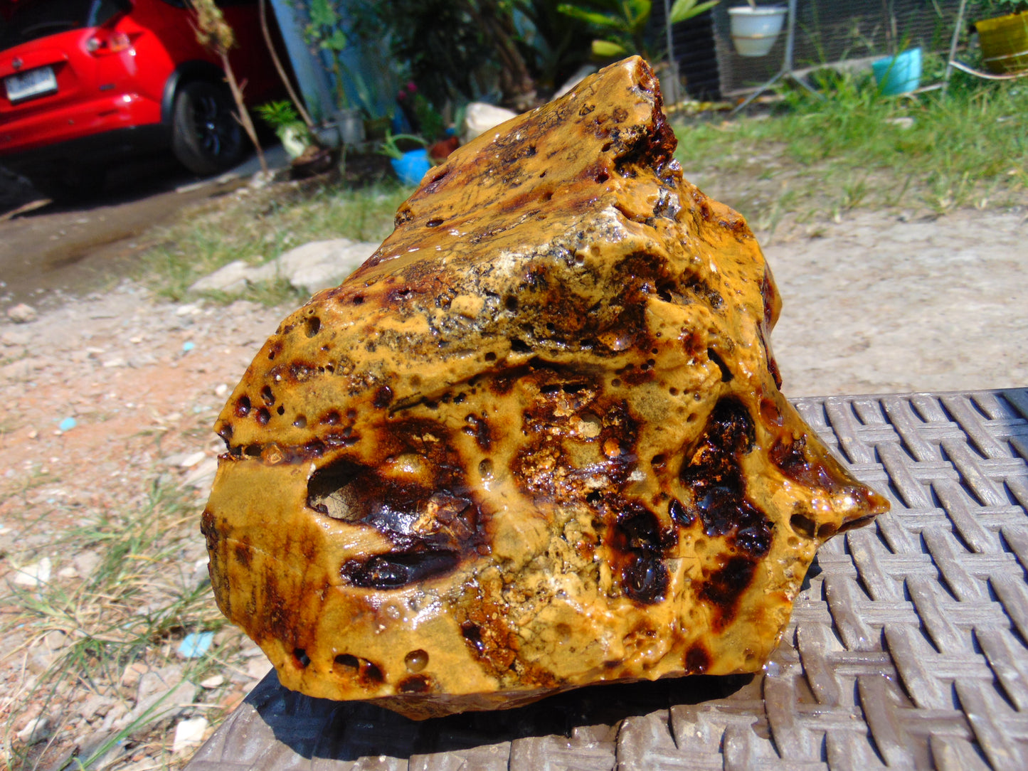 816 gram Polished Indonesia Yellow Aromatic Amber for Healing AY26M145