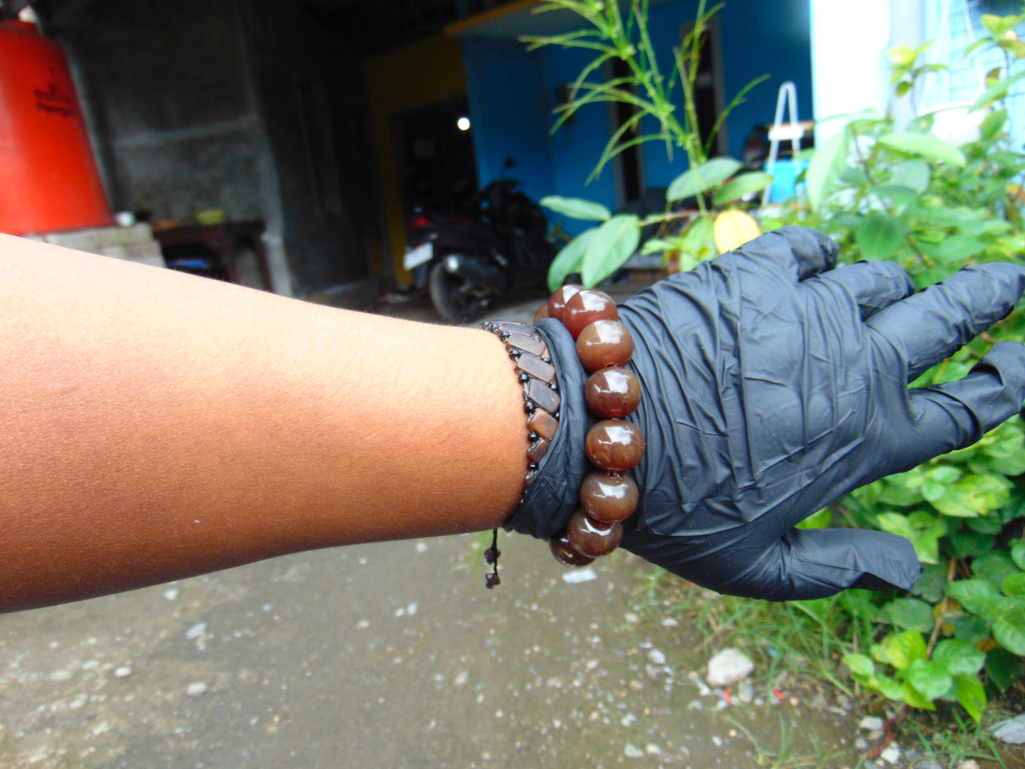 34 gram 14 Beads Mala Bracelet Indonesian Red Amber 16 mm for Healing A14G255