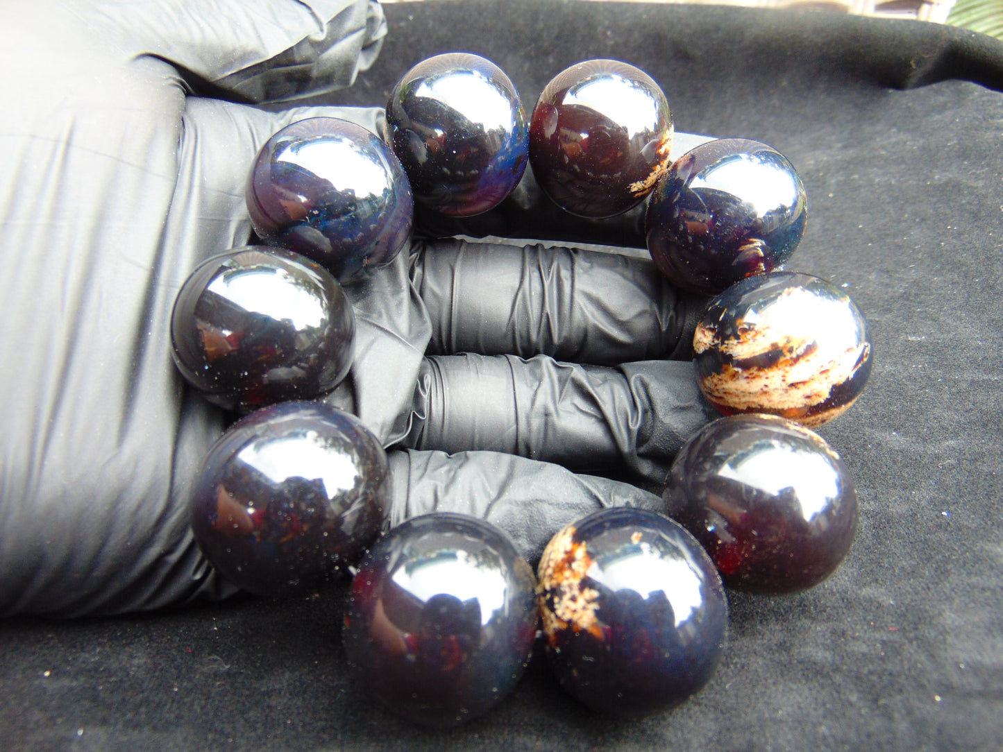 91 gram 10 Beads Mala Bracelet Indonesian Dark Amber 25 mm for Healing A10G238