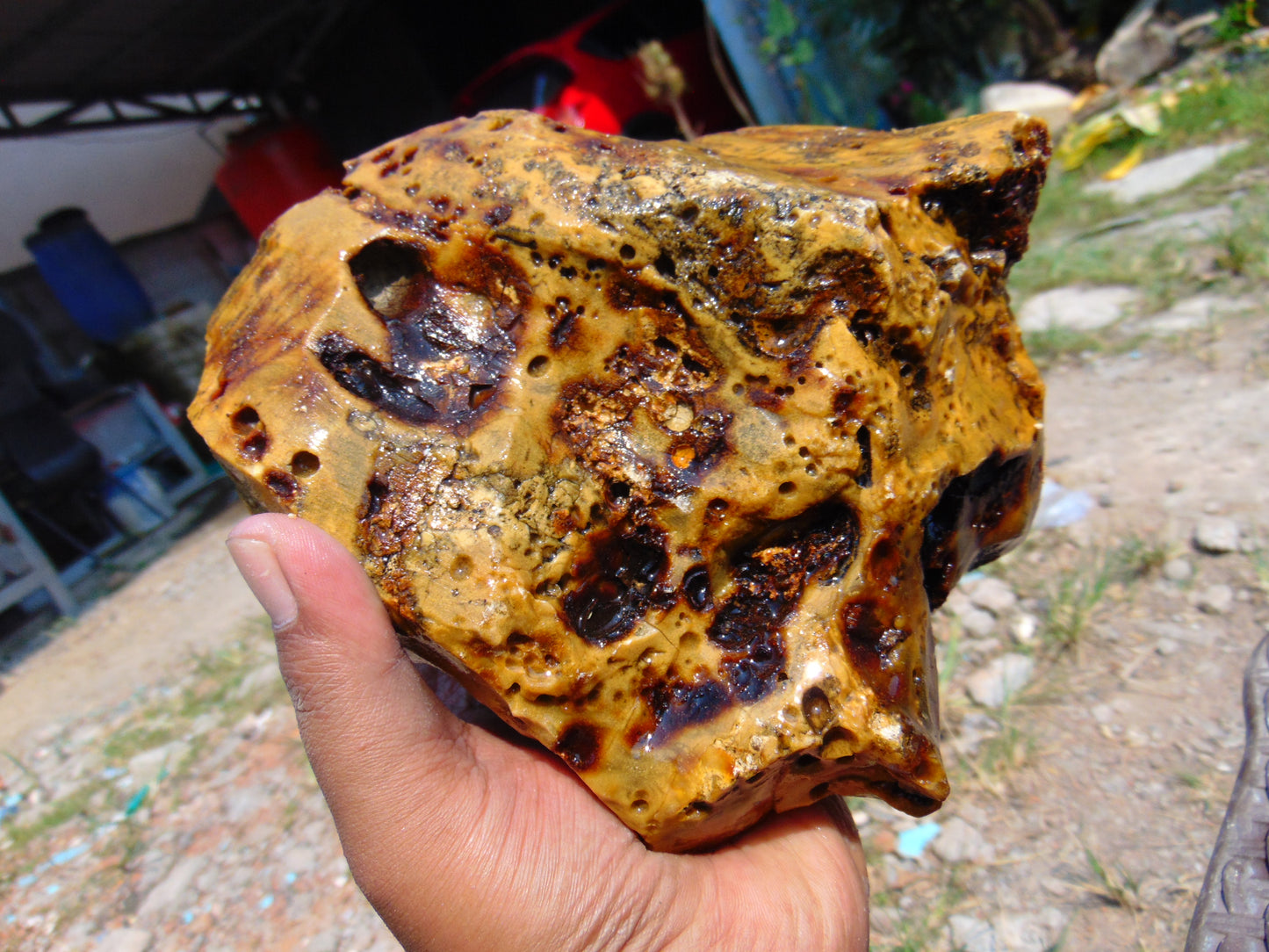 816 gram Polished Indonesia Yellow Aromatic Amber for Healing AY26M145