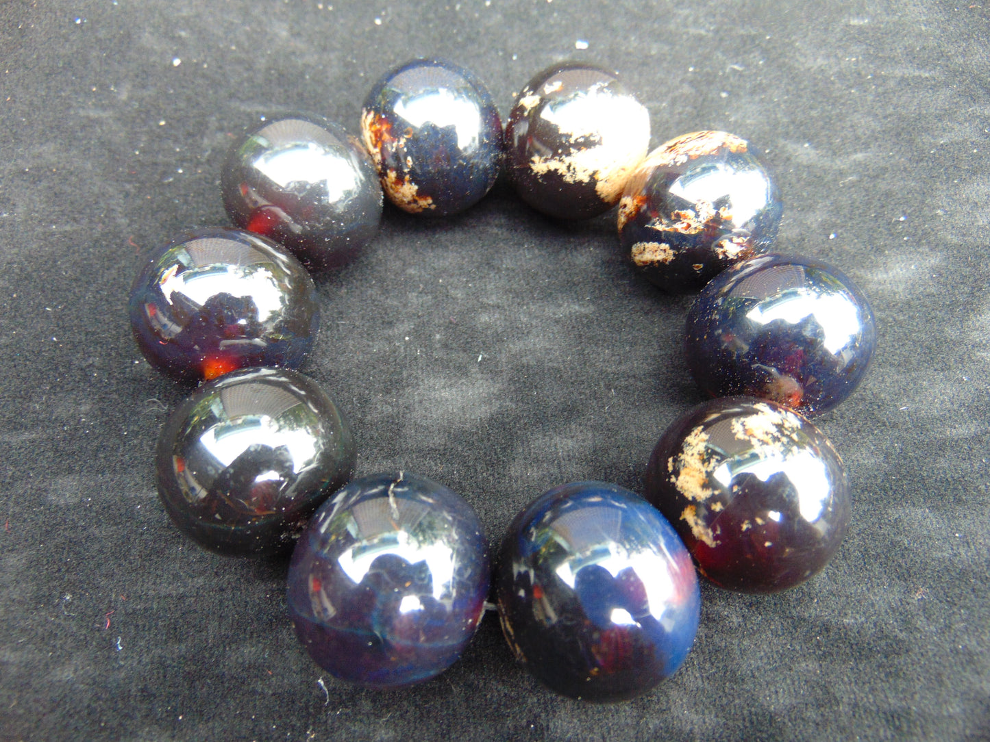 91 gram 10 Beads Mala Bracelet Indonesian Dark Amber 25 mm for Healing A10G238