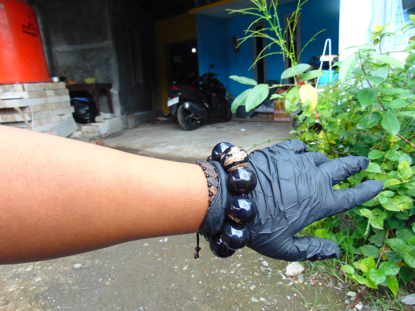 91 gram 10 Beads Mala Bracelet Indonesian Dark Amber 25 mm for Healing A10G238