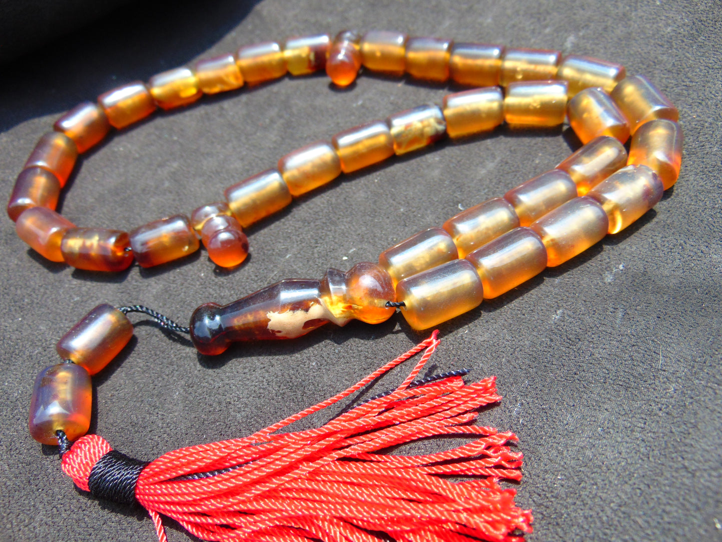 84 gr Komboloi Tasbih Rosary 33+2 Beads 16x17 mm Indonesian Yellow Bluish Amber for Healing TB67