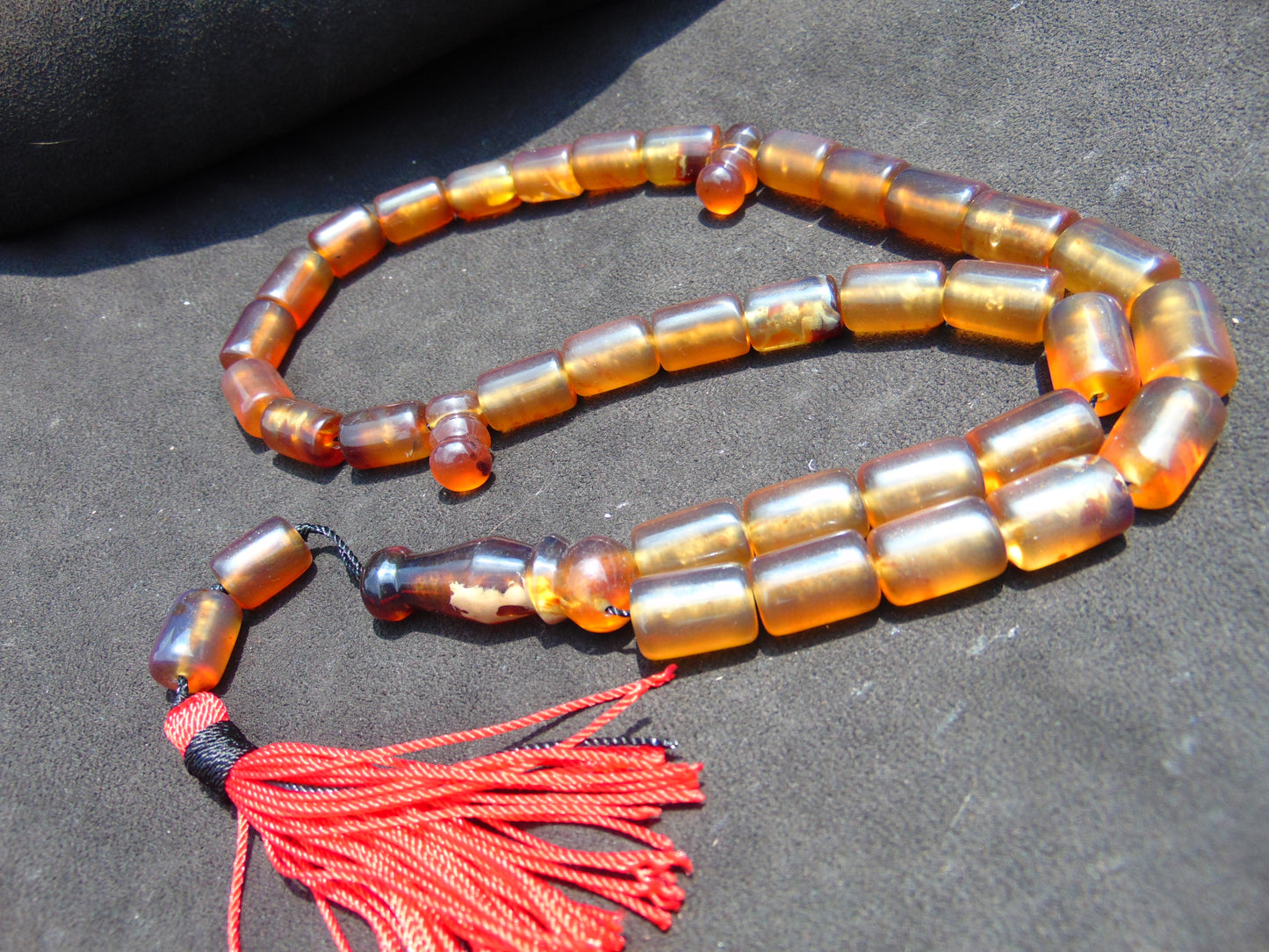 84 gr Komboloi Tasbih Rosary 33+2 Beads 16x17 mm Indonesian Yellow Bluish Amber for Healing TB67