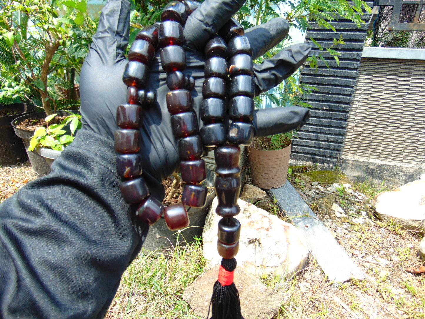142 gr Komboloi Tasbih Rosary 33+2 Beads 15x16 mm Indonesian Dark Red Amber for Healing TB66