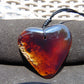 22 gr Heart Pendant Indonesian Inclusion Blue Amber for Healing 25A336