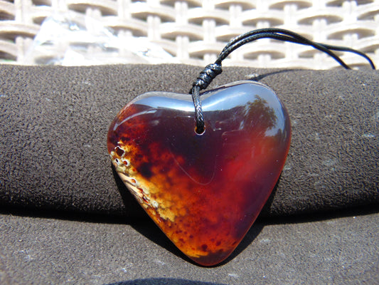 22 gr Heart Pendant Indonesian Inclusion Blue Amber for Healing 25A336