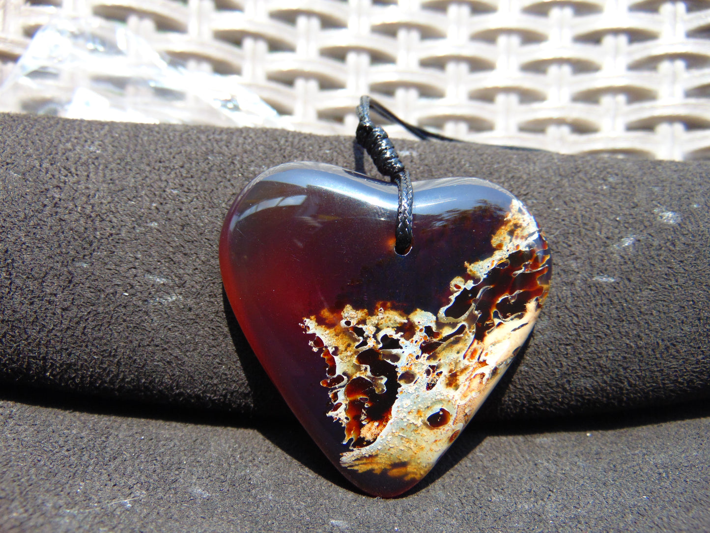 22 gr Heart Pendant Indonesian Inclusion Blue Amber for Healing 25A336