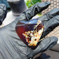 22 gr Heart Pendant Indonesian Inclusion Blue Amber for Healing 25A336