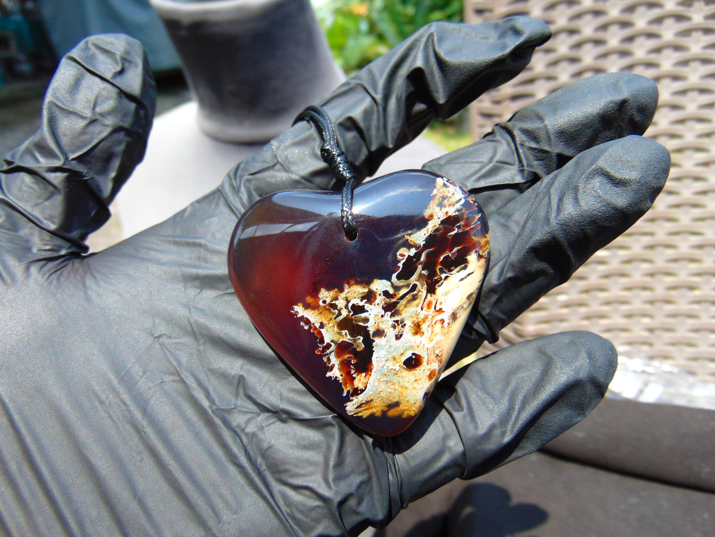 22 gr Heart Pendant Indonesian Inclusion Blue Amber for Healing 25A336