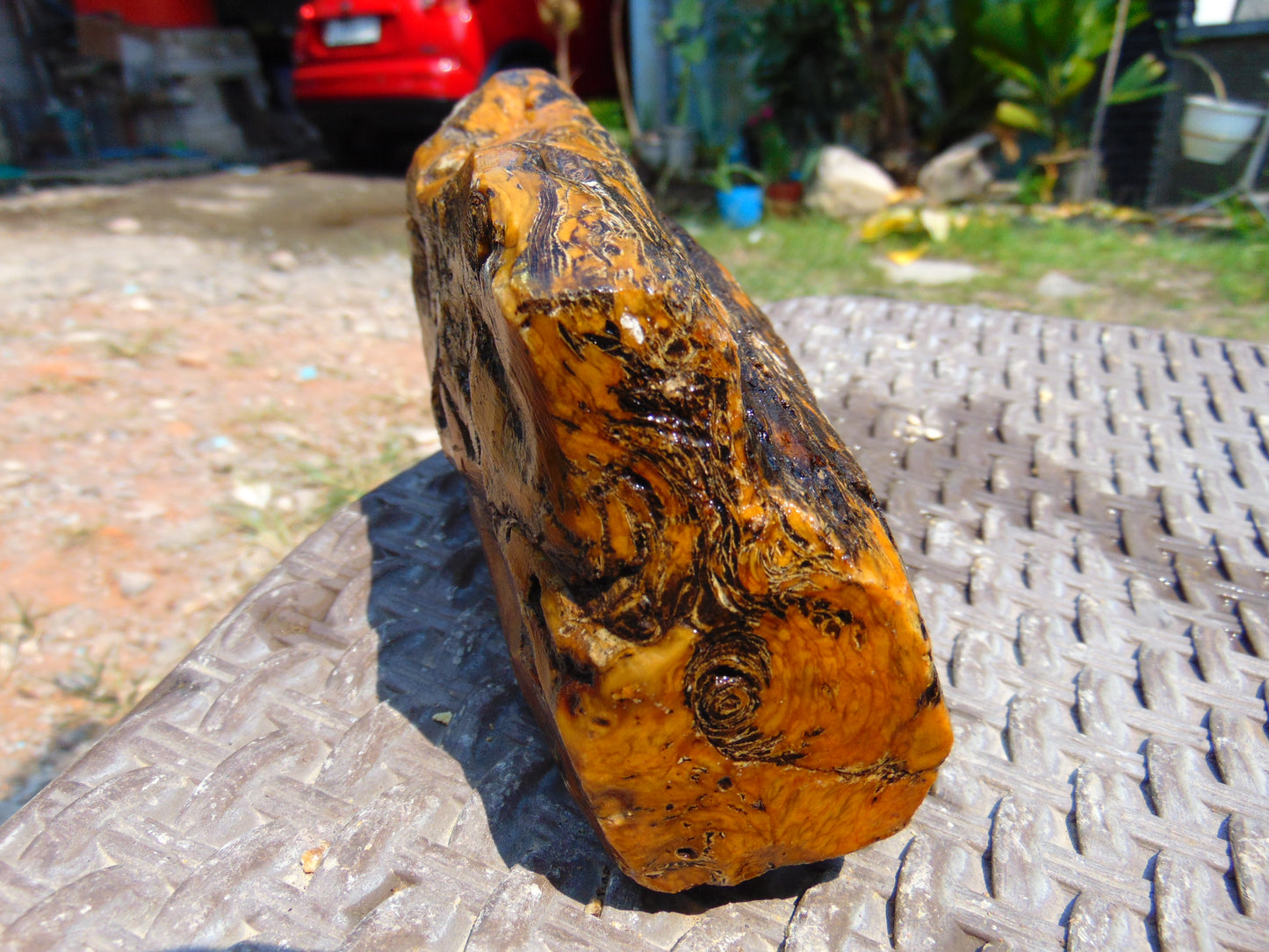 475 gram Polished Indonesia Yellow Aromatic Amber for Healing AY26M126