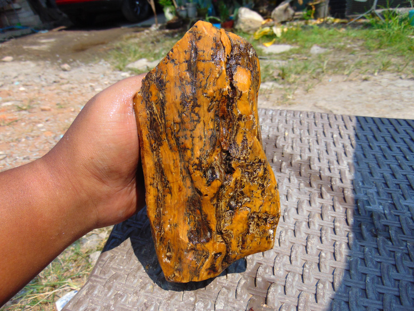 475 gram Polished Indonesia Yellow Aromatic Amber for Healing AY26M126