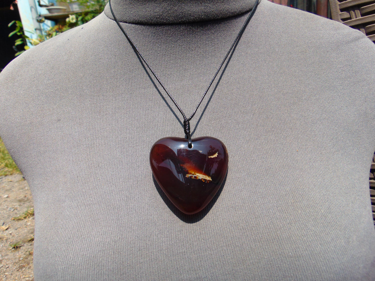 23 gr Heart Pendant Indonesian Inclusion Amber for Healing 25A337
