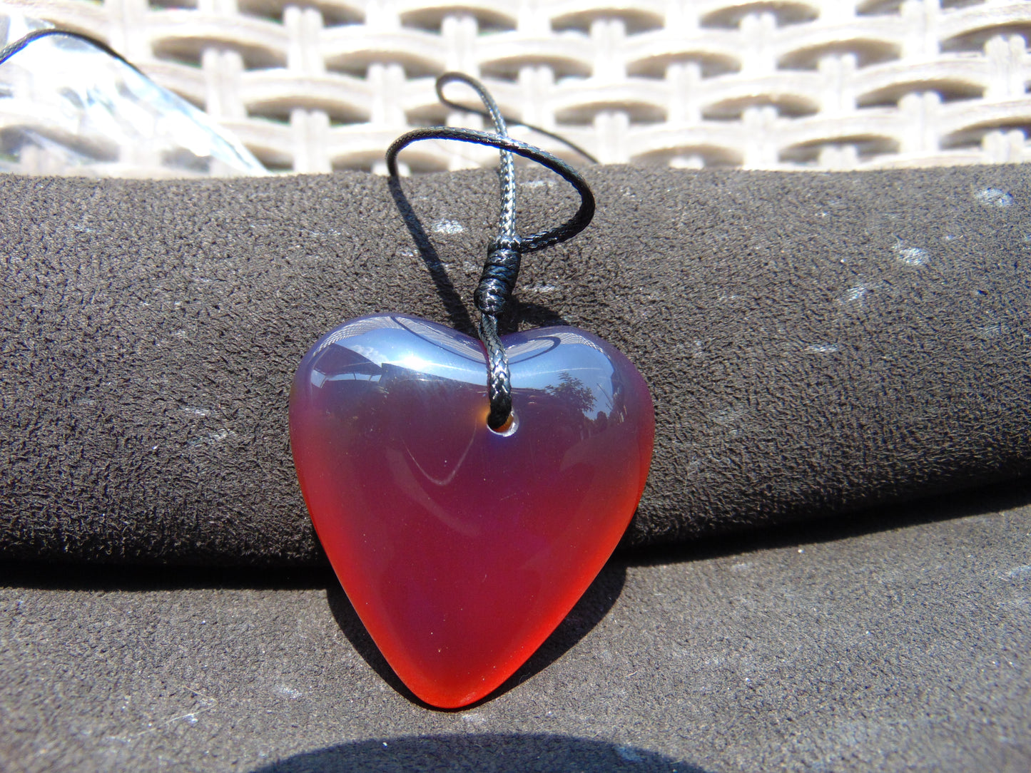 17 gr Heart Pendant Indonesian Red Blue Amber for Healing 25A335