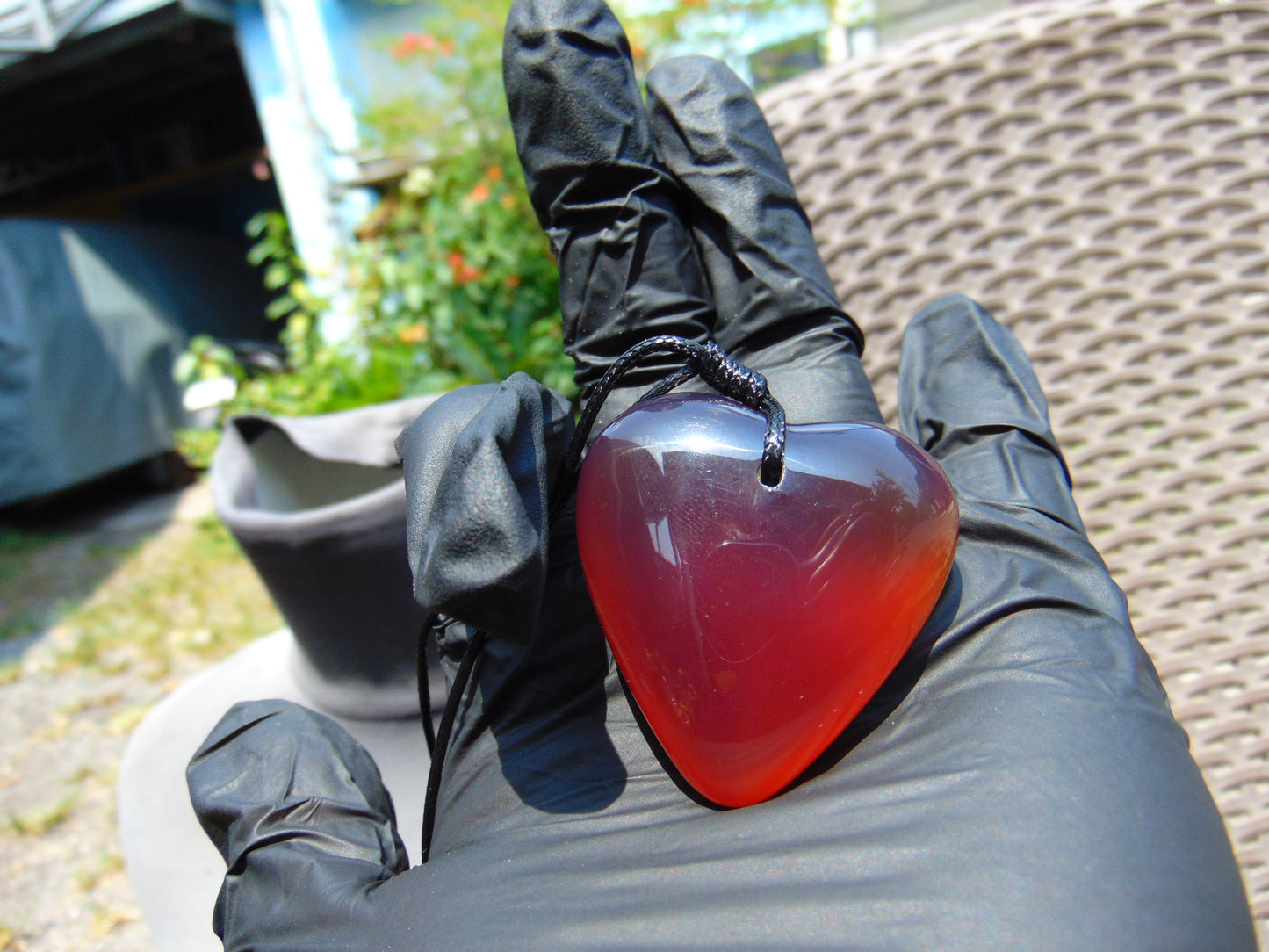 17 gr Heart Pendant Indonesian Red Blue Amber for Healing 25A335