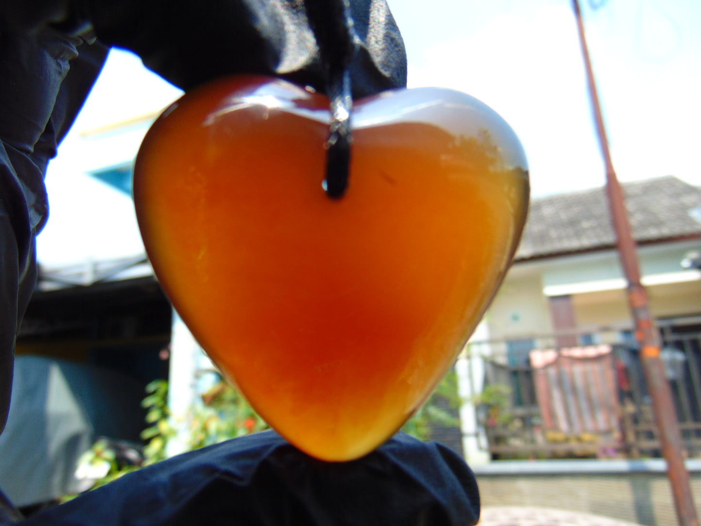 17 gr Heart Pendant Indonesian Red Blue Amber for Healing 25A335