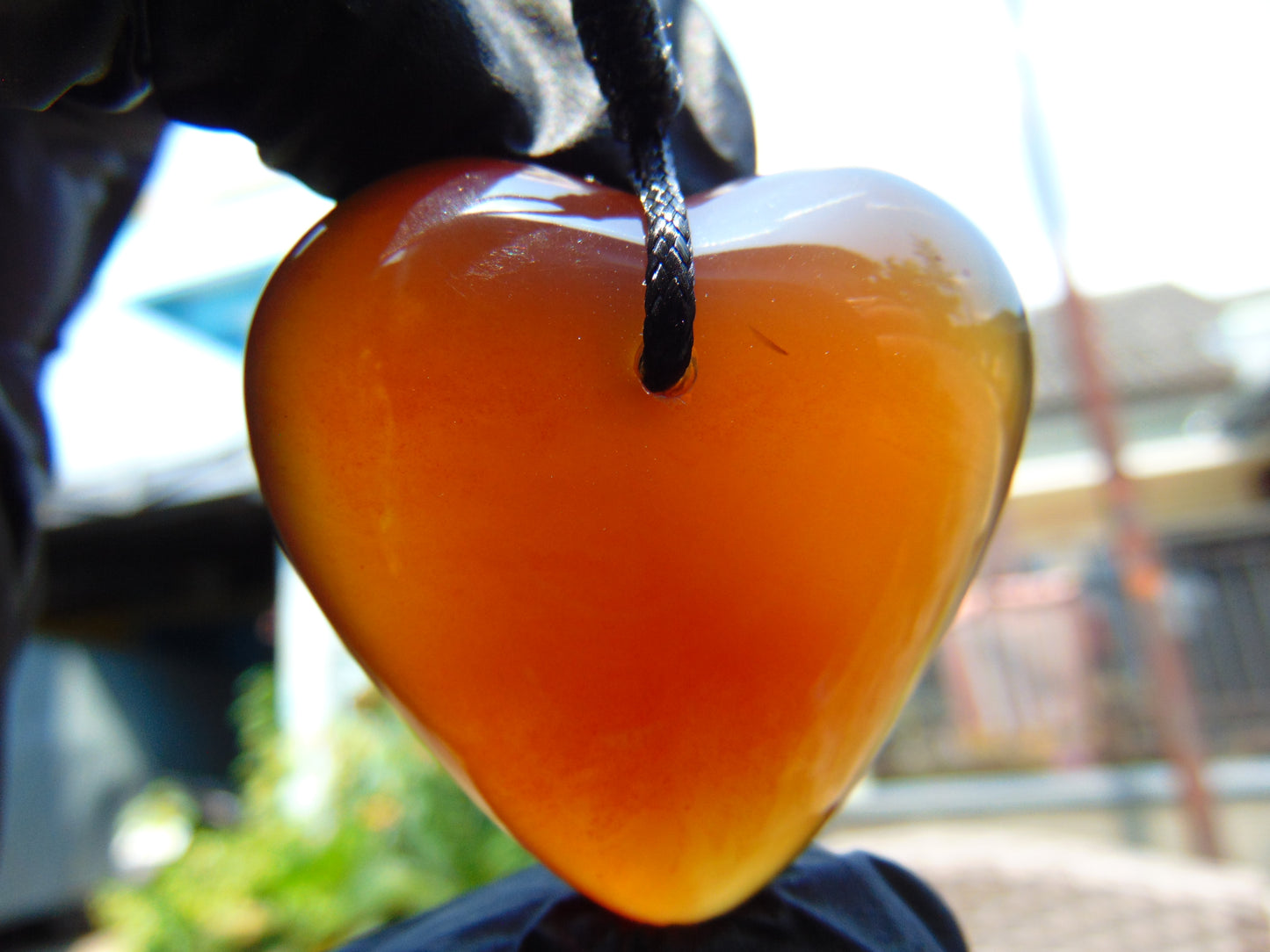 17 gr Heart Pendant Indonesian Red Blue Amber for Healing 25A335