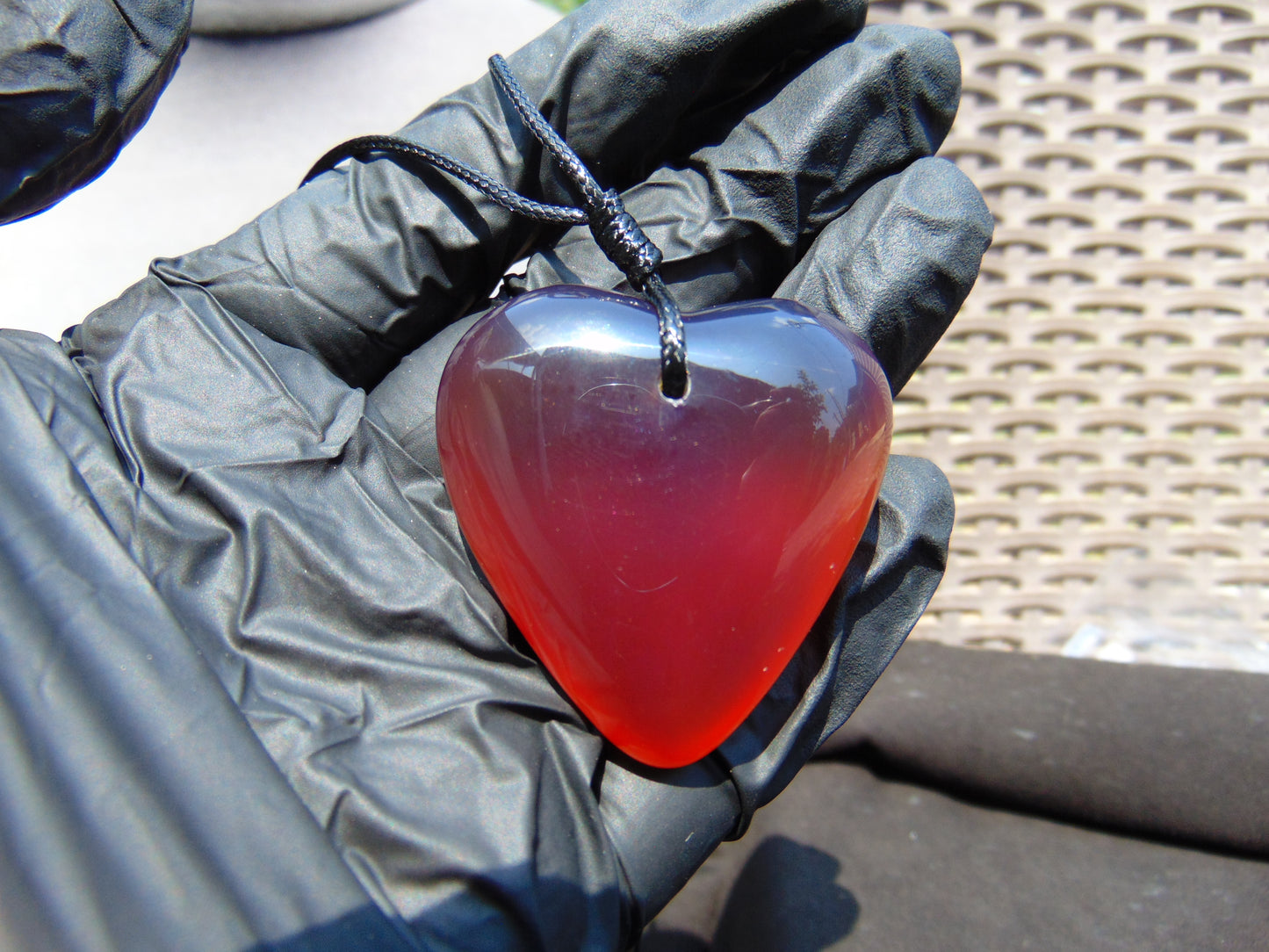 17 gr Heart Pendant Indonesian Red Blue Amber for Healing 25A335