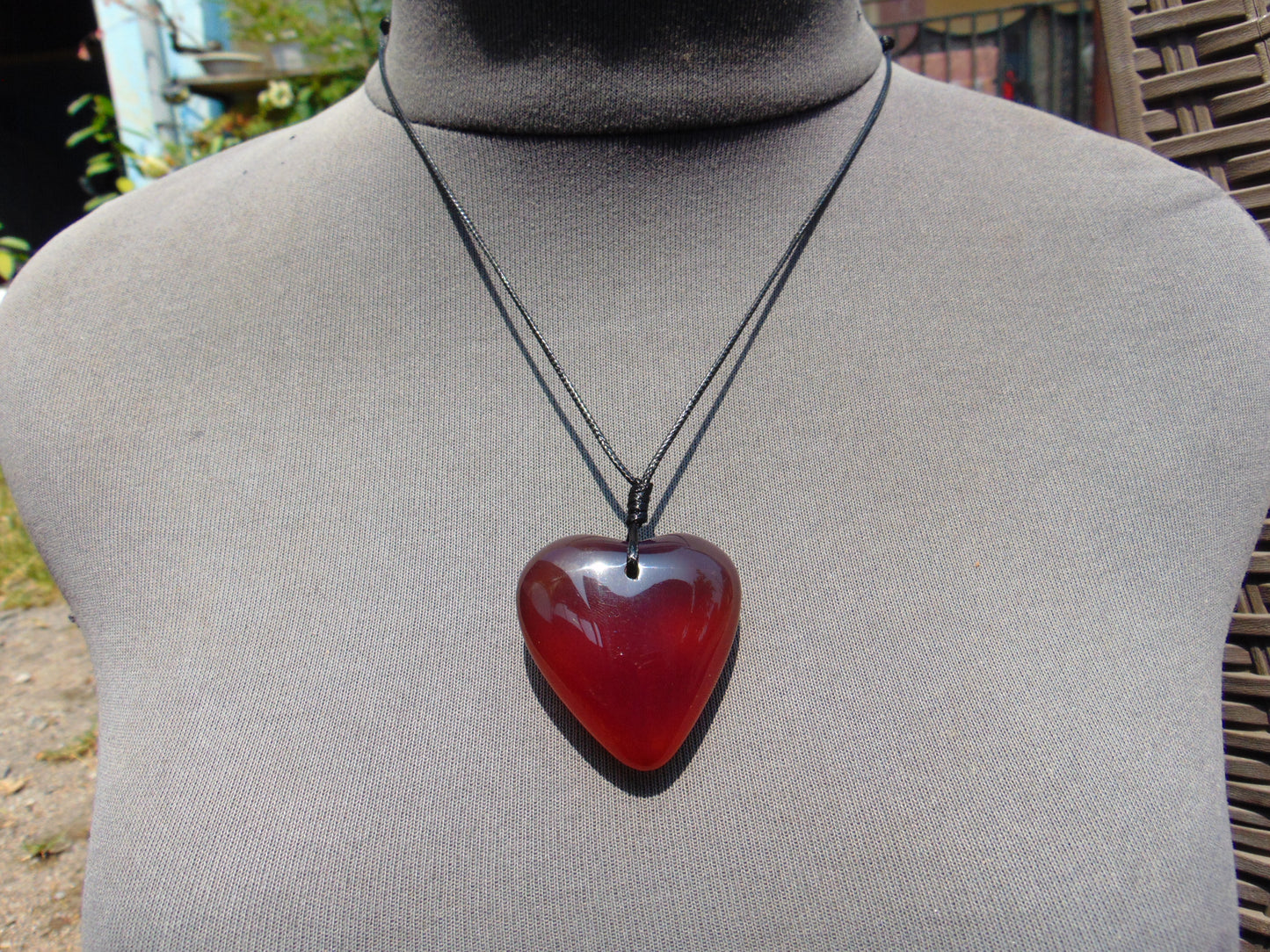 17 gr Heart Pendant Indonesian Red Blue Amber for Healing 25A335