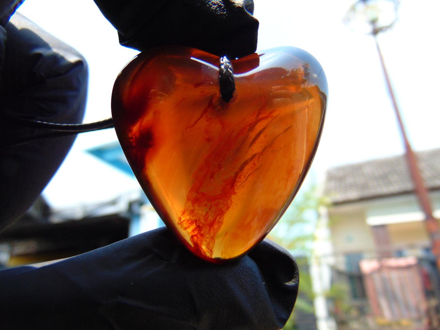 15 gr Heart Pendant Indonesian Blue Amber for Healing 25A357