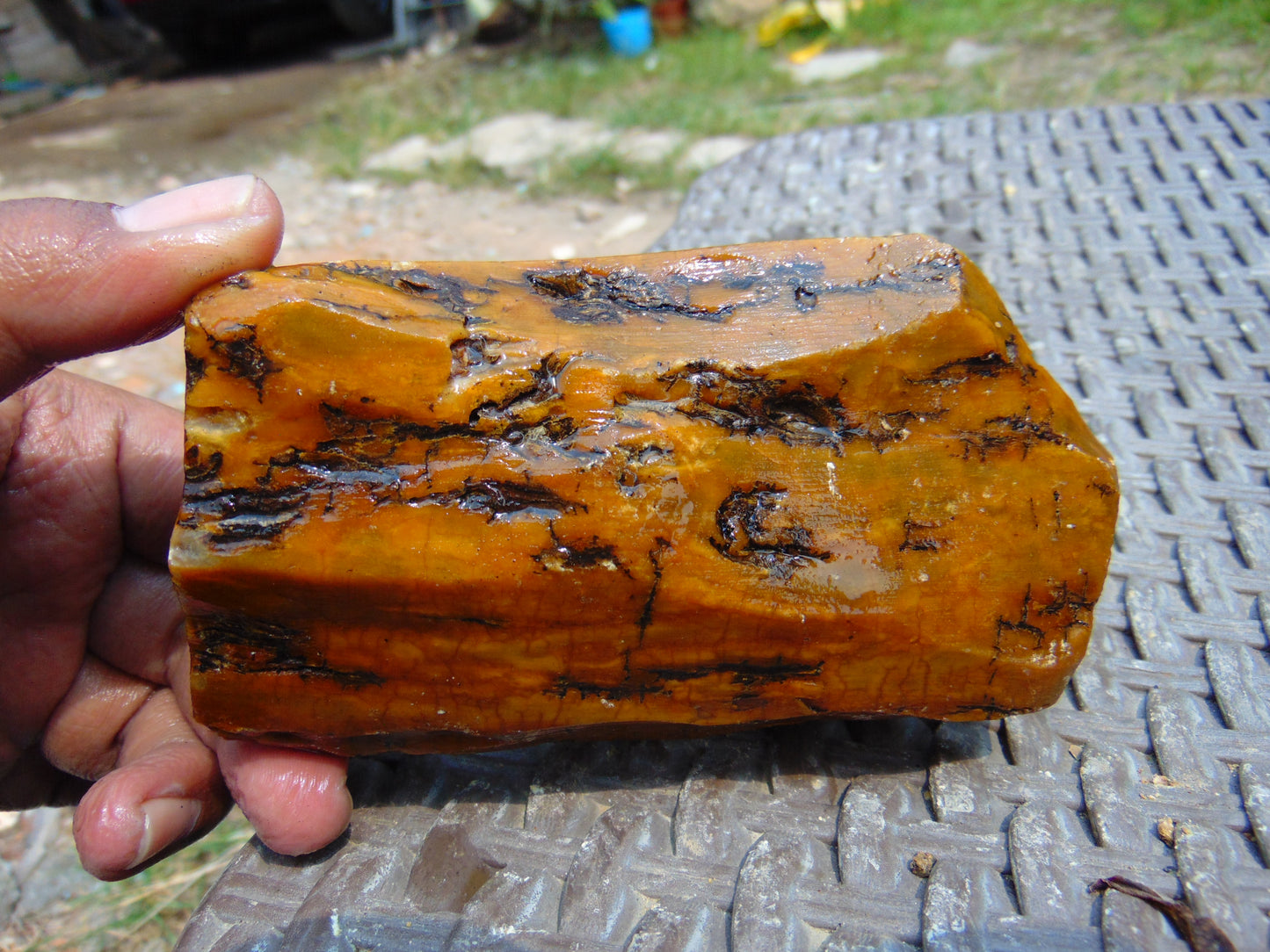 243 gram Polished Indonesia Yellow Aromatic Amber for Healing AY26M129