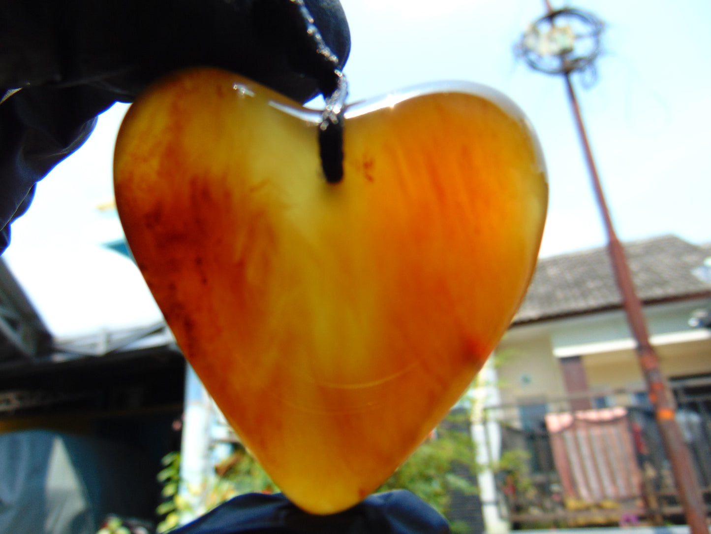 15 gr Heart Pendant Indonesian Blue Amber for Healing 25A233
