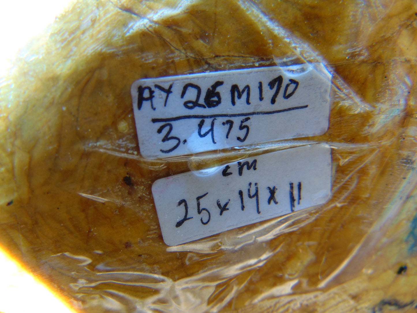 3475 gram Polished Indonesia Yellow Aromatic Amber for Healing AY26M170