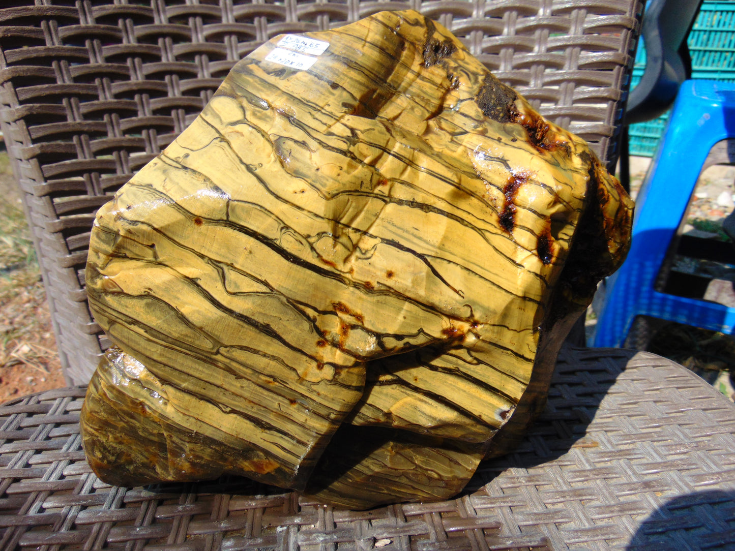 2985 gram Polished Indonesia Yellow Aromatic Zebra Amber for Healing AY26M165