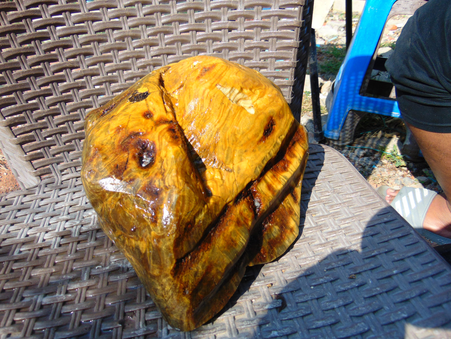2985 gram Polished Indonesia Yellow Aromatic Zebra Amber for Healing AY26M165