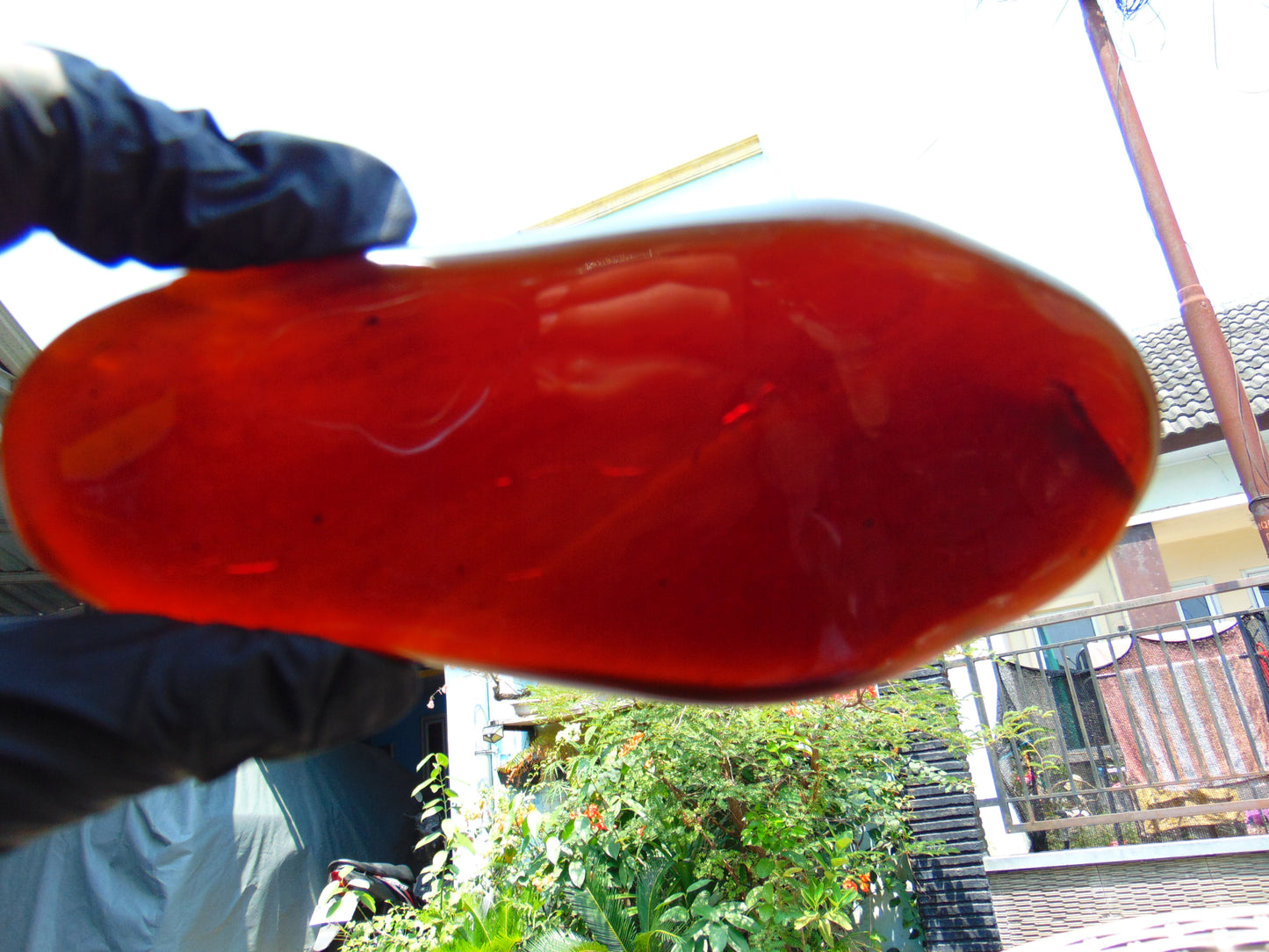130 gram Slab polished Indonesian Cherry Red Amber for Healing ML80