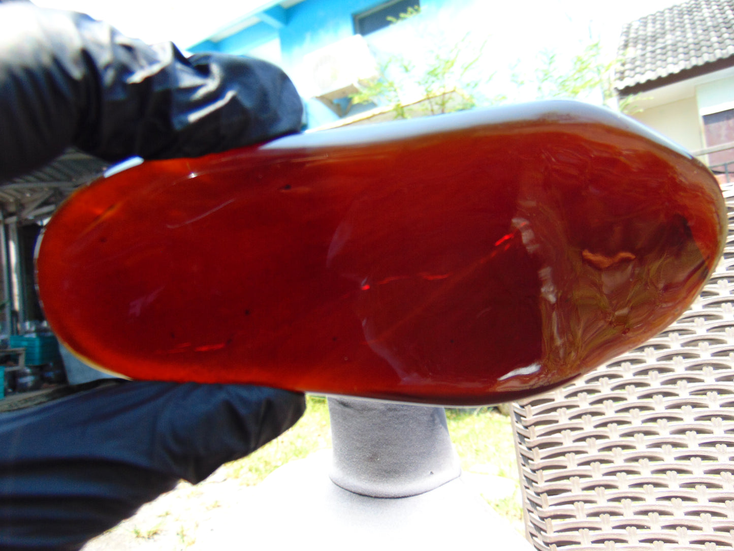 130 gram Slab polished Indonesian Cherry Red Amber for Healing ML80