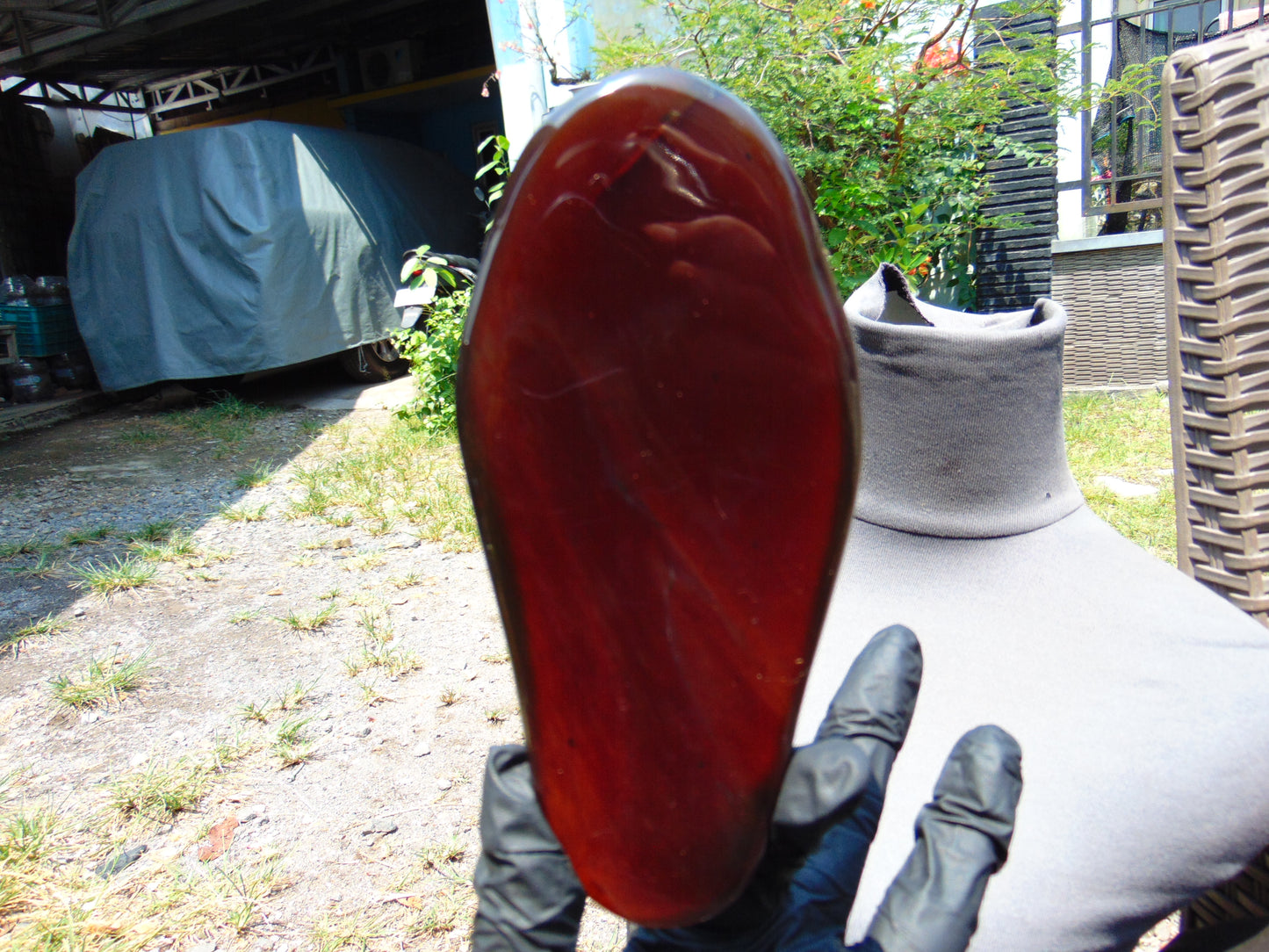 130 gram Slab polished Indonesian Cherry Red Amber for Healing ML80