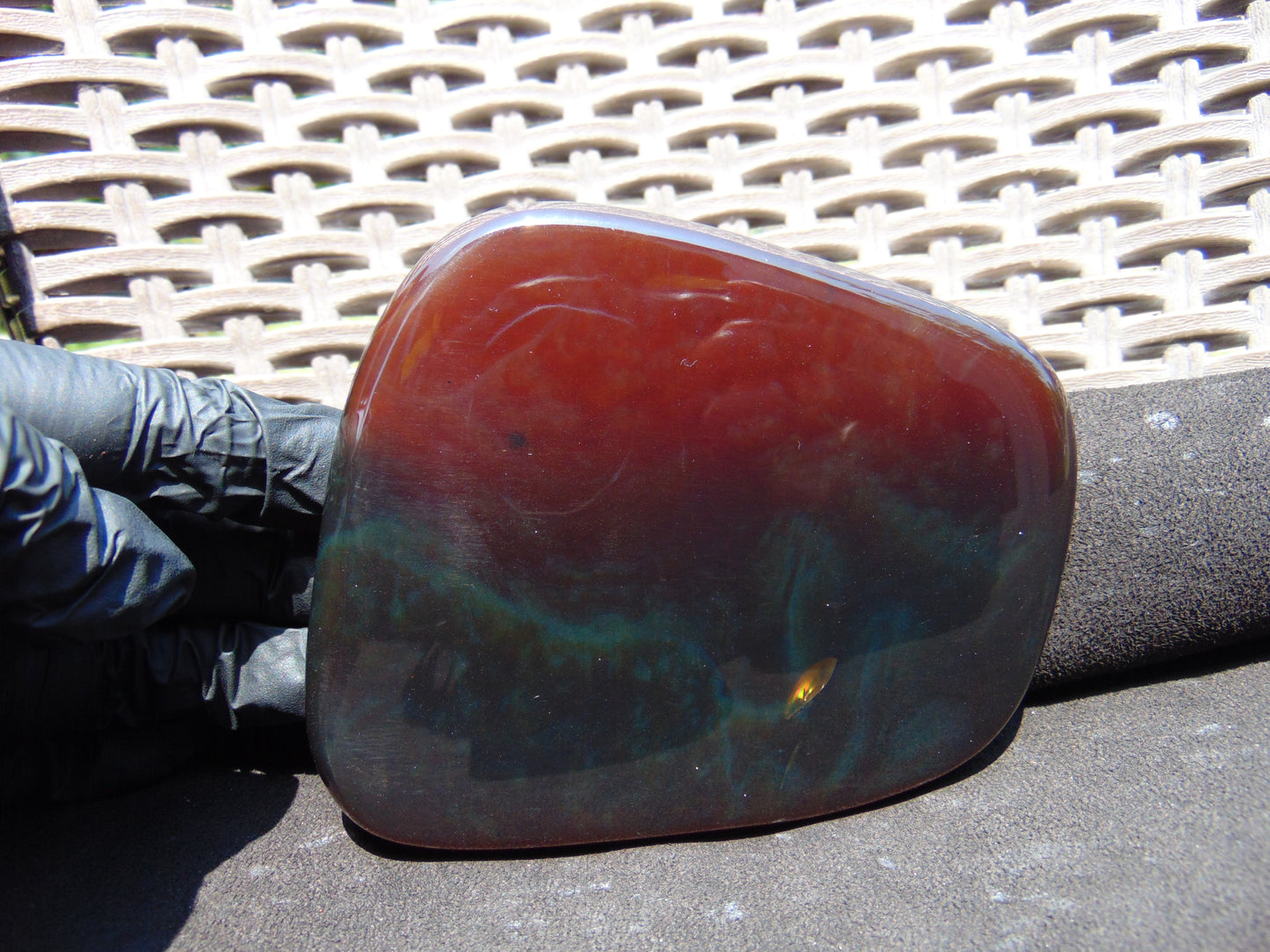 149 gram Slab polished Indonesian Cherry Red Amber for Healing ML79