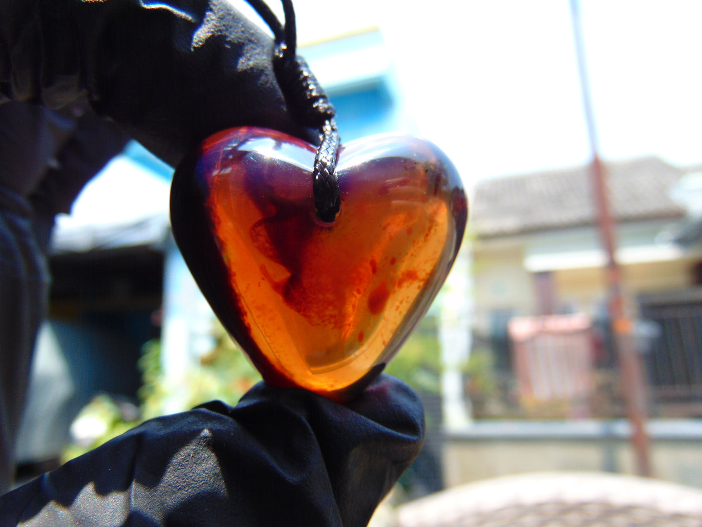 9 gr Heart Pendant Indonesian Blue Amber for Healing 25A345