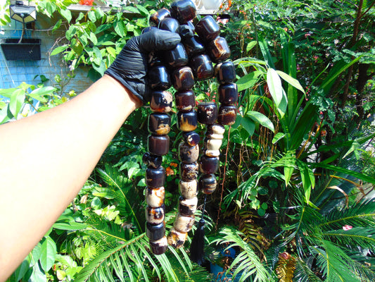 742 gram Big Tasbih Mesbah Rosary 33+2 Beads 30 mm Indonesian Black Blue Amber for Healing 26TBE21