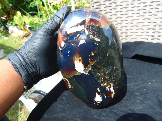 1150 gr Blue Polished 21x12x6 cm Indonesia Blue Amber for Healing 26ML228