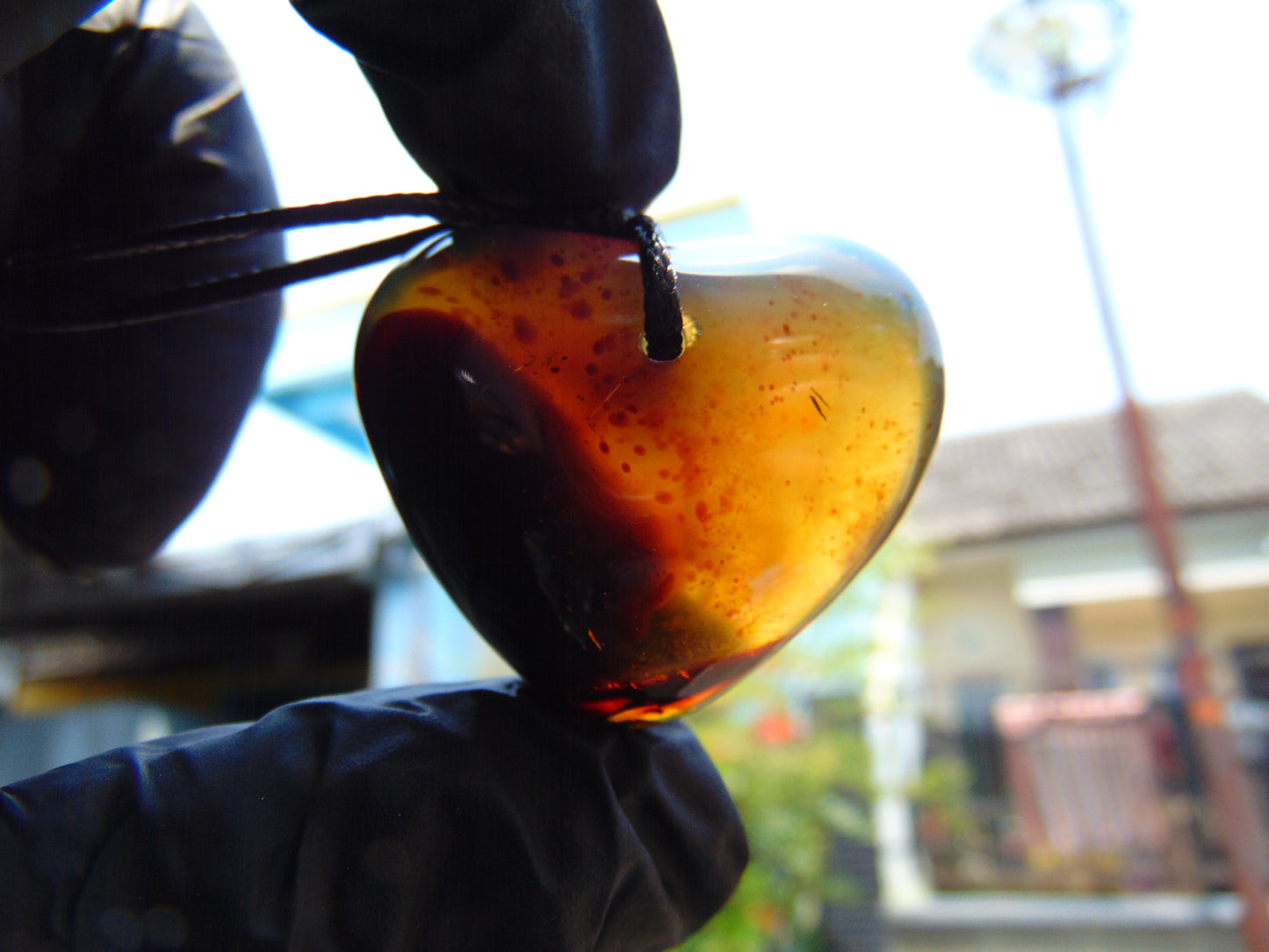 11 gr Heart Pendant Indonesian Blue Amber for Healing 25A354